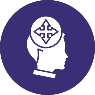 İnsan kafası ve beyin simgesi, vektör illüstrasyonu