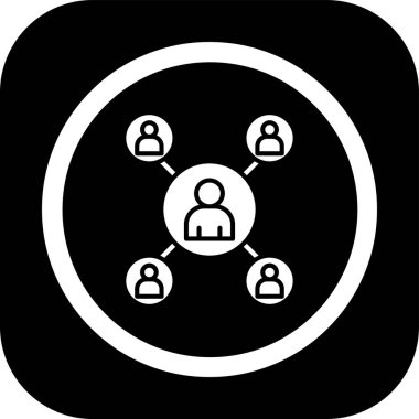 ağ vektör simgesi. Bu düz yuvarlak kare siyah ve beyaz renkler kullanır ve gri bir arkaplanda izole edilir.