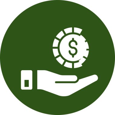 Dolar vektör simgesi. Bu düz yuvarlak renk sembolü gri ve cyan renkler kullanır ve beyaz bir arkaplanda izole edilir