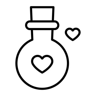Aşk ikonu. Beyaz arkaplanda izole edilmiş web tasarımı için ana hatlı aşk iksiri vektör simgesi
