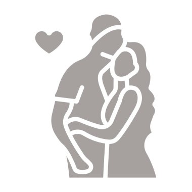 Kalp şeklinde kadın ve erkeğin vektör silueti