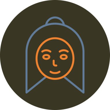 Çanta simgesi olan kız, vektör illüstrasyonu