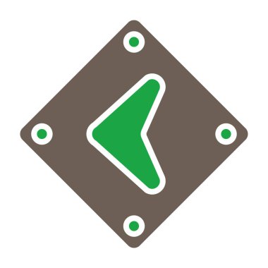 Yön ok sağ vektör simgesi. biçim çift renkli düz yuvarlak sembol, eko yeşil ve gri renkler, yuvarlak açılar, beyaz arkaplan.