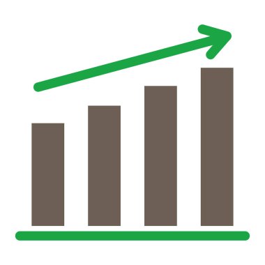 Çubuk grafik eğilim düz vektör simgesi
