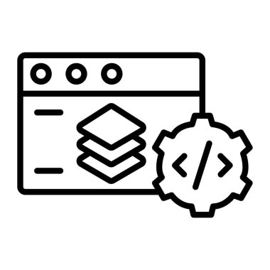 programlama vektörü ince çizgi simgesi