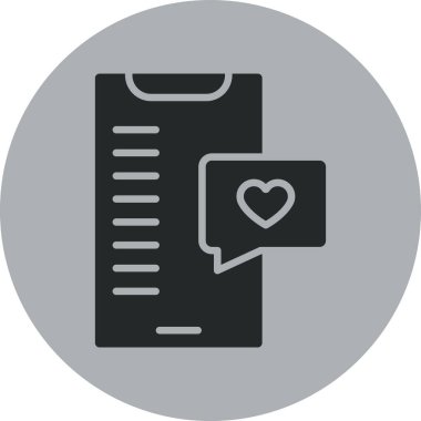 Mesaj kartı simgesi olan kalp, basit vektör illüstrasyonu