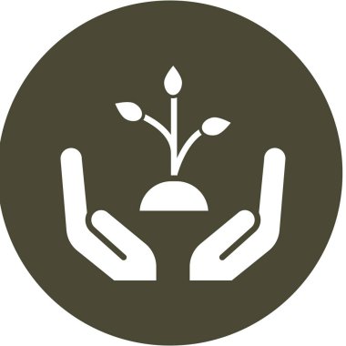 Bir bitkiyi tutan el, ikon çizimi