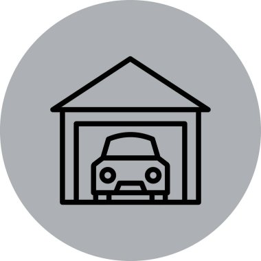 araba garajı vektör çizgisi simgesi dekoru