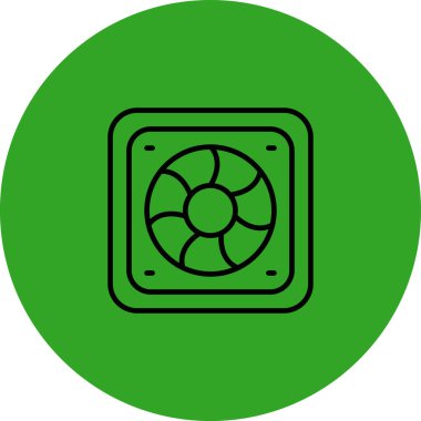 fan vektör simgesi. bu yuvarlak düz sembol beyaz arkaplanda yeşil ve gri renklerle çizilir.