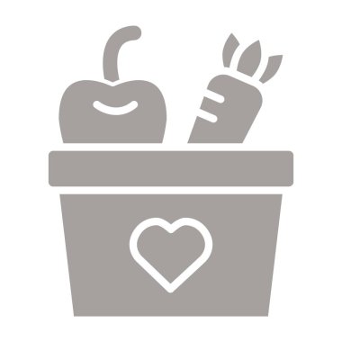 Kalp ikonlu sepet, vektör illüstrasyonu