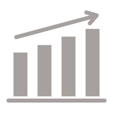 Büyüme çubuğu vektör simgesi. biçim düz sembol, gri renk, yuvarlak açılar, beyaz arkaplan