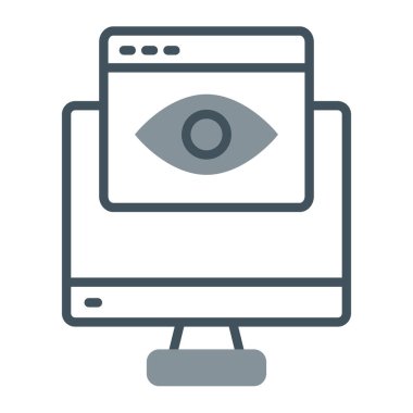 monitör vektör satırı simgesi, işaret, resimde beyaz arka planda, düzenlenebilir vuruş