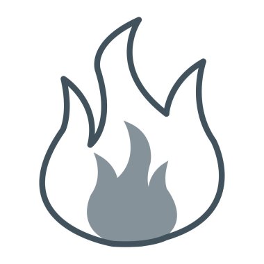 Vektör ikonunu ateşle. biçim iki renk sembolü, gri ve cyan renkleri, yuvarlak açılar, beyaz arkaplan