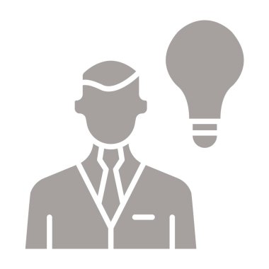 Ampul vektör ikonu olan bir iş adamı. düz tasarım izole.