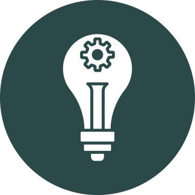 Ampul vektör simgesi. Simge çift renkli düz yuvarlak sembol, gri ve cyan renkler, yuvarlak açılar ve gri renklerdir.