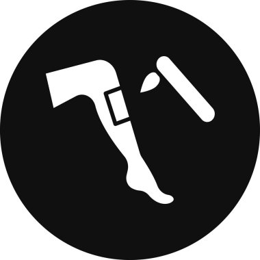 Çekiç ve çivi vektör ikonu. biçim düz sembol, siyah renk, yuvarlak açılar, beyaz arkaplan.