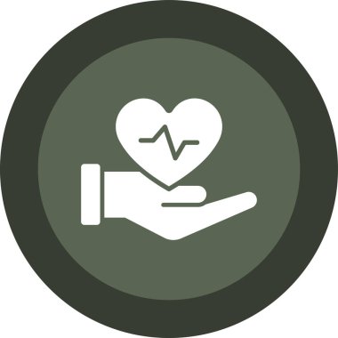 kalp bakımı vektörü çift renkli yuvarlak simge. resim biçimi bir daire içinde düz simge sembolü, gri ve cyan renkleri, beyaz arkaplan.