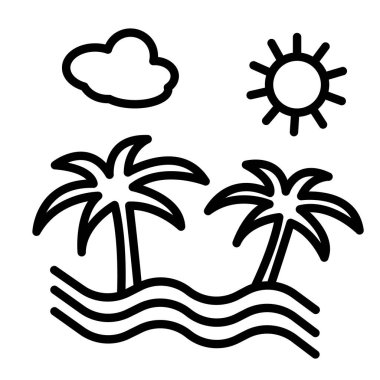 Sahil tatili simgesi vektör çizelgesi çizimi