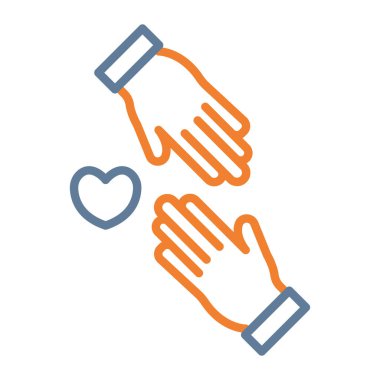 Kalp ikonuyla tokalaş. İnce çizgi çizimi. Beyaz arkaplanda izole edilmiş vektör sembolü.