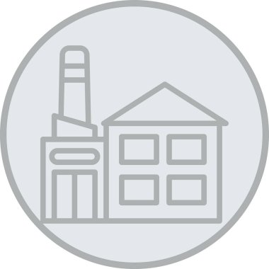 Fabrika Vektör Satırı Simge Tasarımı