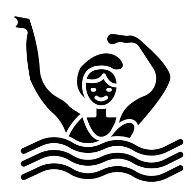 Yüzme havuzu vektör çizimi olan bir kadın.