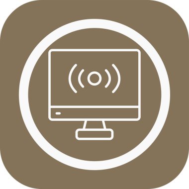 Kablosuz simge, vektör illüstrasyonlu bilgisayar monitörü