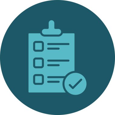 Kontrol listesi vektör simgesi. biçim iki renkli düz simge sembolü, mavi ve gri renkler, yuvarlak açılar, beyaz arkaplan