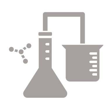 Tüplü laboratuar camı ve matara simgesi, vektör tasarımı
