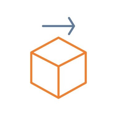 İnce çizgi biçiminde küp simgesi