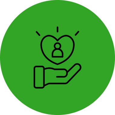 kalp, elle yuvarlanan ok simgesi, basit vektör illüstrasyonu