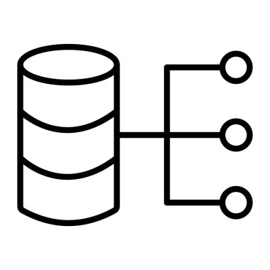 sunucu veri sunucu satırı simgesi, veri depolama vektör çizimi konsepti, doğrusal imza ve sembol.