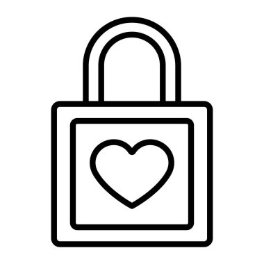 Kalp ikonu ana hatlarını kilitle. Kalp anahtarı. aşk kilidi