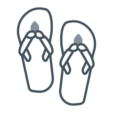 terlikler ince çizgi simgesi, yaz ve tatil, terlik işareti, vektör grafikleri, beyaz arkaplanda doğrusal simge, 10 PS.