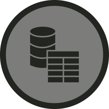 veritabanı simgesi daire içinde, beyaz arkaplan vektör resimlemesinde izole