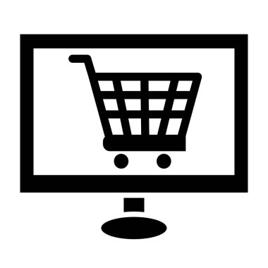 Alışveriş arabalı bilgisayar ekranı