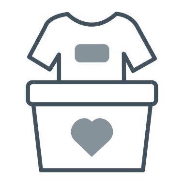 Kutu satırlı tshirt kalp ve doldurma stili simge tasarımı, aşk ve romantik gün teması illüstrasyonu