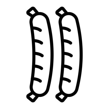 Beyaz arkaplanda izole edilmiş ana hat biçiminde sosis simgesi