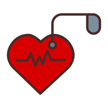Kalp atışı ve kardiyogram çizgisi simgesi olan kalp.