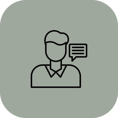 Mesaj ikonuyla modern insanın vektör çizimi. premium kalite