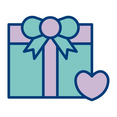 Kalplerin ikon vektör çizimi ile hediye