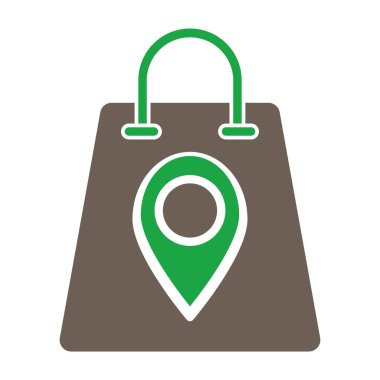 Alışveriş arabası olan bir harita işaretçisi. vektör illüstrasyonu