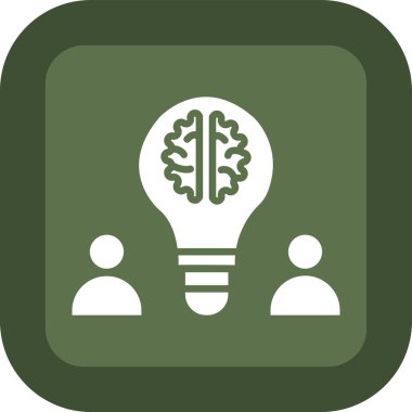 Beyin vektör simgesi. resim biçimi yuvarlak kare düğmesi içinde açık yeşil ve gri renkli düz simge sembolüdür.,