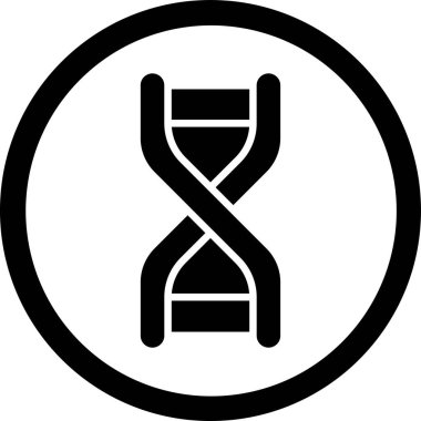 DNA vektör simgesi. biçim düz sembol, siyah renk, yuvarlak açılar, beyaz arkaplan.