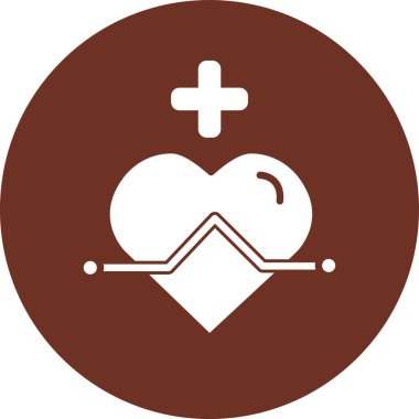 çapraz ve kardiyogram çizgi vektör simgesine sahip kalp