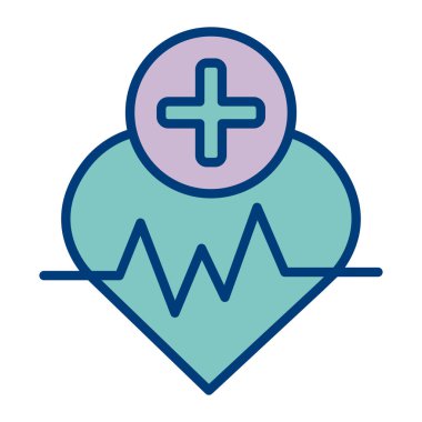 kardiyogram çizgisi olan kalp ve biçim ikonu vektör tasarımını doldur