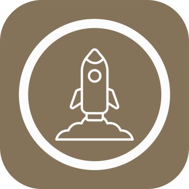 başlangıç simgesi. Bu düz vektör sembolü beyaz arkaplan üzerinde turuncu ve gri renkler ve yuvarlak açılar kullanır.