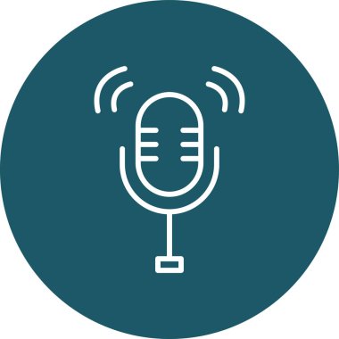 mikrofon simgesi. İnce çizgi ve mavi tasarım. vektör illüstrasyonu