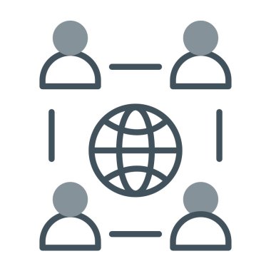 global iş ağı vektörü ince çizgi simgesi