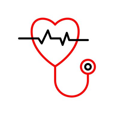stetoskop ve kalp vektör simgesi tasarımı.