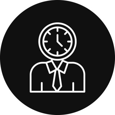 İş adamı vektör simgesi. Bu düz yuvarlak sembol siyah renk kullanır ve beyaz arkaplanda izole edilir